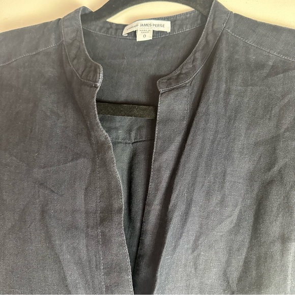 Standard James Sperse Navy Blue 100% Linen Button Front Tie Waist Shirt Dress XS - Picture 10 of 16